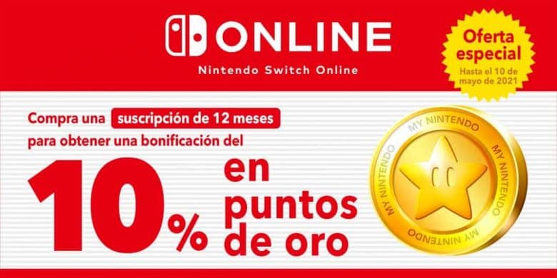 Nintendo Switch Online puntos oro