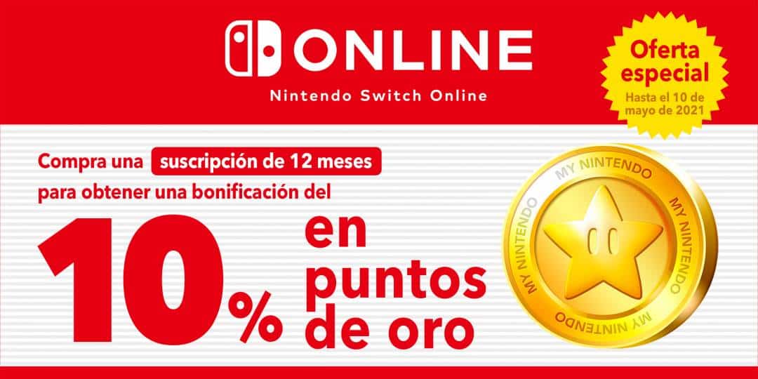 Nintendo Switch Online puntos oro